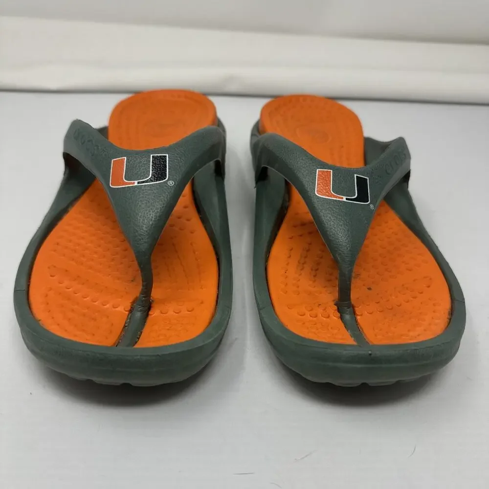 Crocs Sandal Univ of Miami Hurricanes Green Orange U Logo Women’s 6 Men’s 4
